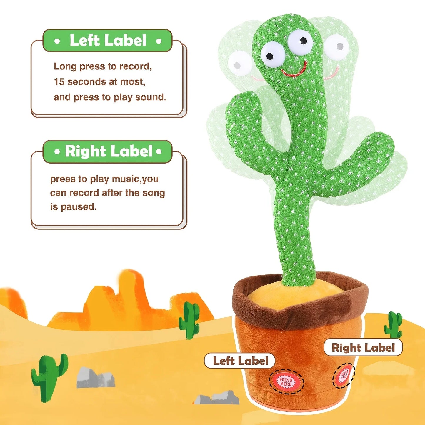 Birthday Present Dancing Cactus Electron Plush Toy Soft Plush Doll Babies Cactus That Can Sing And Dance Voice Interactive Bled